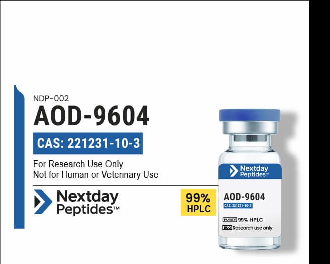 AOD-9604 research peptide — ≥99% HPLC purity — Nextday Peptides, research use only