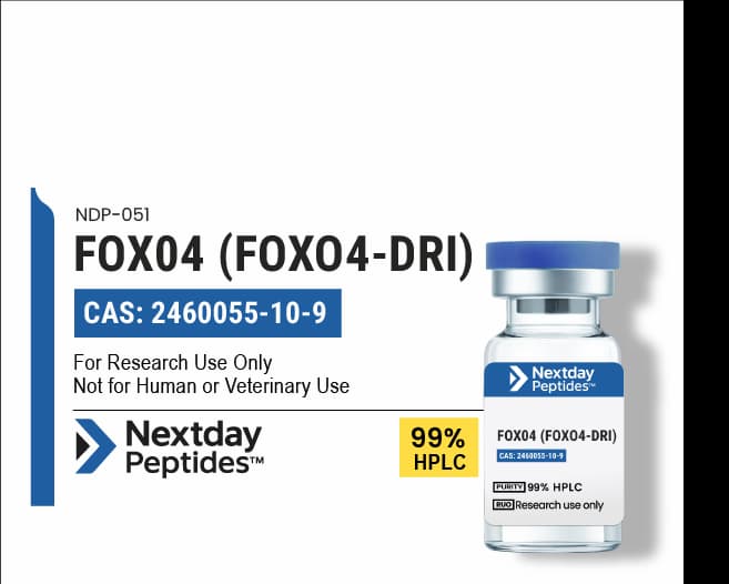 FOXO4 (FOXO4-DRI) research peptide — ≥99% HPLC purity — Nextday Peptides, research use only