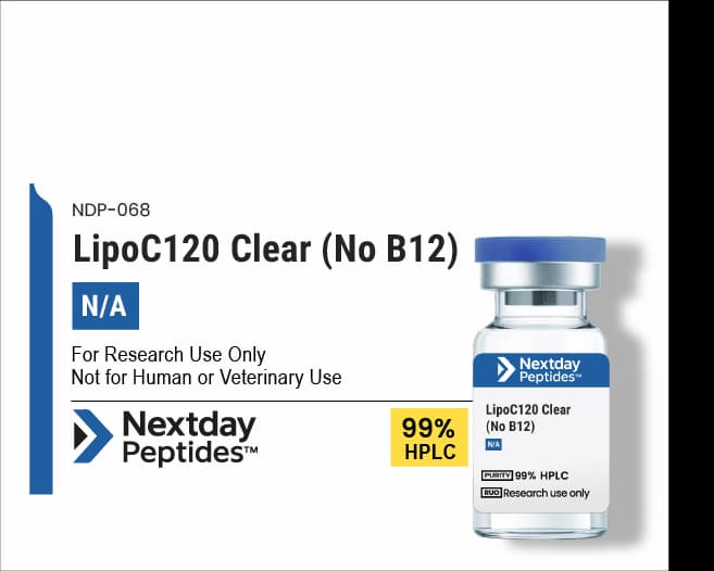 LipoC120 Clear (No B12) research peptide — ≥99% HPLC purity — Nextday Peptides, research use only