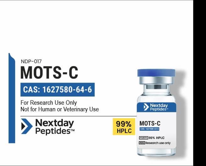 MOTS-C research peptide — ≥99% HPLC purity — Nextday Peptides, research use only