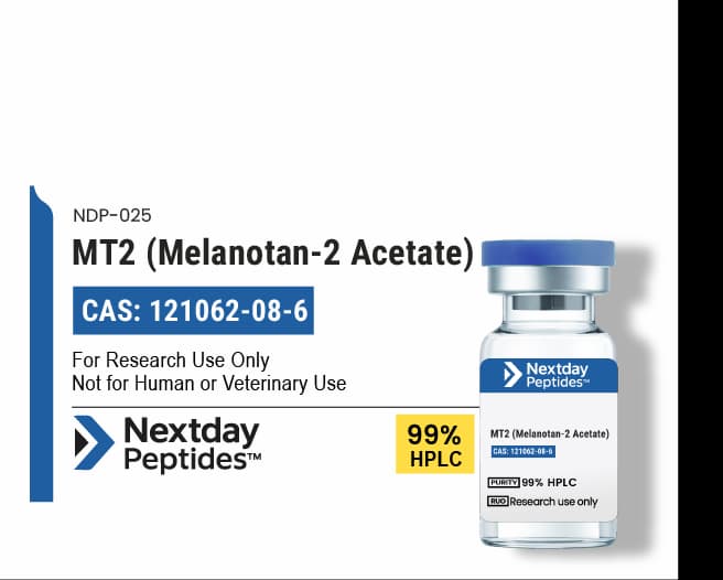 MT-2 (Melanotan II) research peptide — ≥99% HPLC purity — Nextday Peptides, research use only
