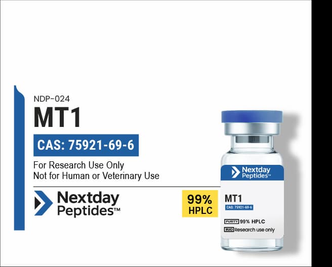 MT-1 (Melanotan I) research peptide — ≥99% HPLC purity — Nextday Peptides, research use only