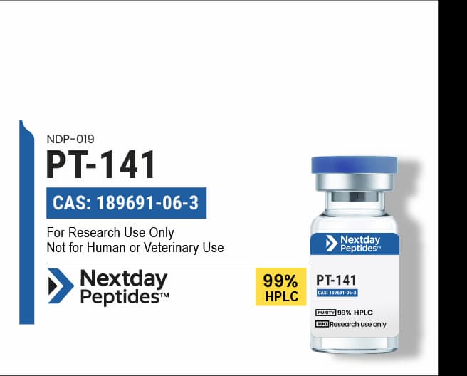 PT-141 research peptide — ≥99% HPLC purity — Nextday Peptides, research use only