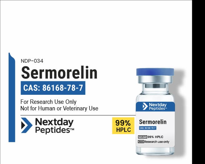 Sermorelin research peptide — ≥99% HPLC purity — Nextday Peptides, research use only