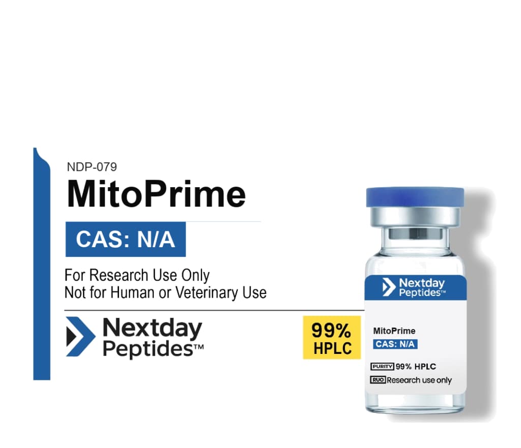MitoPrime (5-Amino-1MQ / MOTS-c / NAD+ Blend) research peptide — ≥99% HPLC purity — Nextday Peptides, research use only