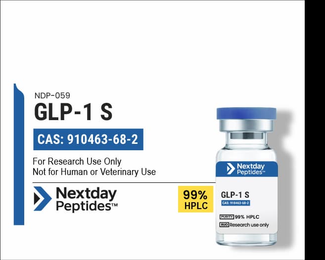Semaglutide (GLP1 Sema) — Nextday Peptides Semaglutide (GLP1 Sema) research peptide vial — ≥99% HPLC purity — Nextday Peptides, research use only