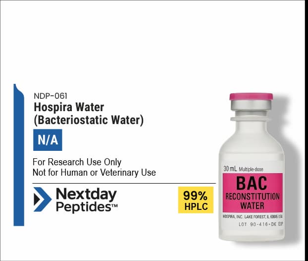 Hospira Water — Nextday Peptides Hospira Water research peptide — ≥99% HPLC purity — Nextday Peptides, research use only