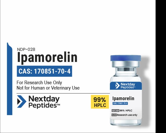 Ipamorelin — Nextday Peptides Ipamorelin research peptide — ≥99% HPLC purity — Nextday Peptides, research use only