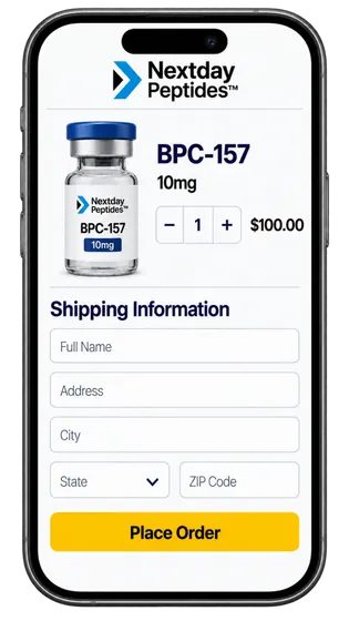 Step 1: Place Your Order — Nextday Peptides ordering process