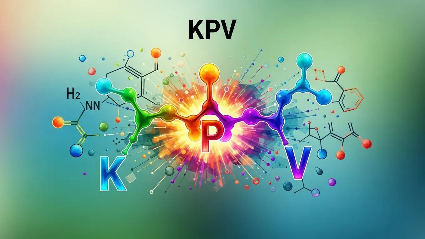 Artistic rendering of KPV peptide molecular structure emphasizing its properties in relevance to scientific research