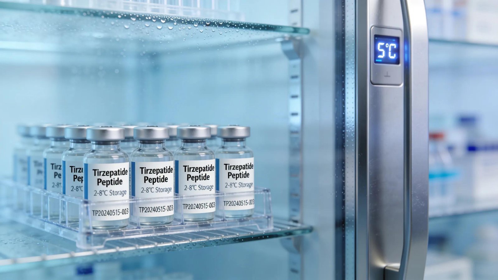 Storage conditions for synthetic tirzepatide peptides in a laboratory setting