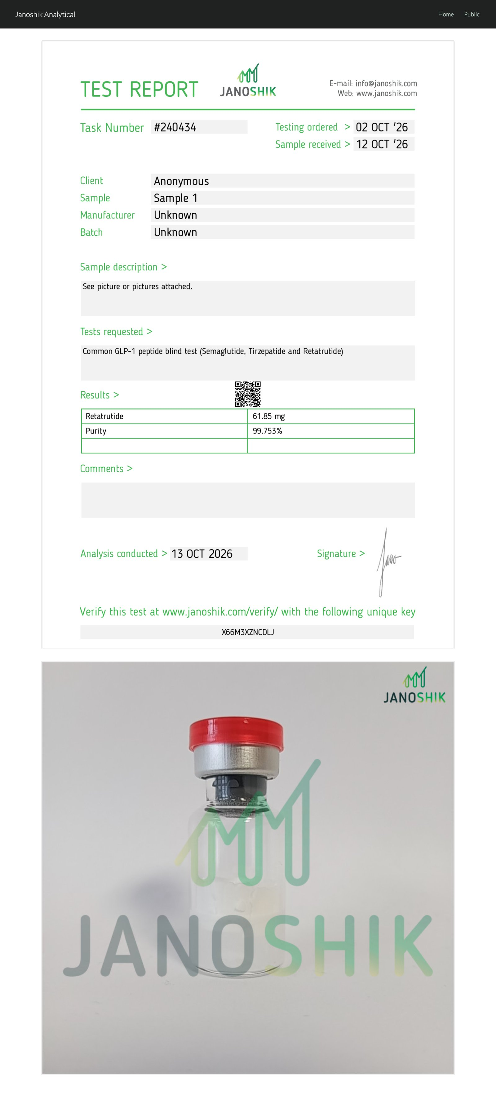 Certificate of Analysis — Retatrutide certificate